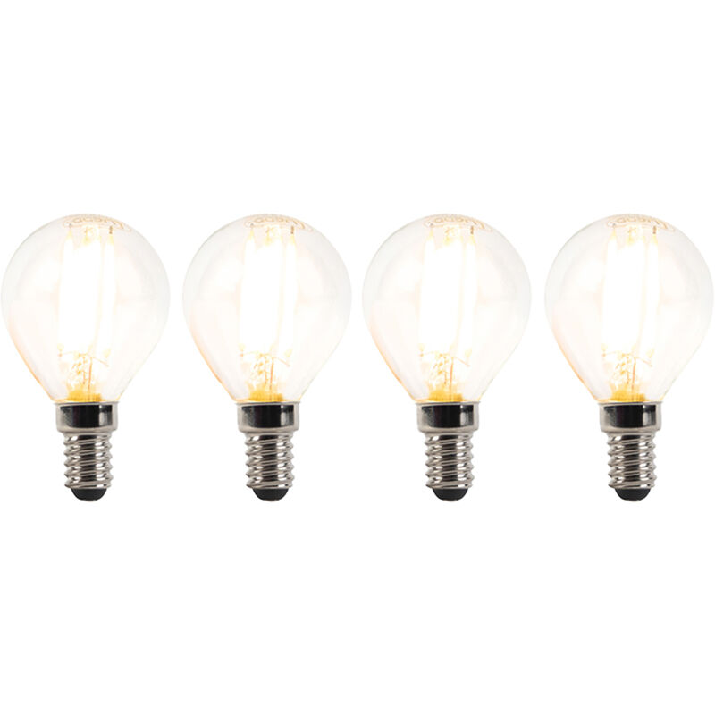 Set of 4 E14 Dimmable led Bulbs P45 Clear 3W 250LM 2700K