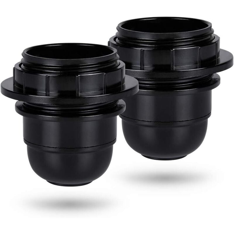 Black e27 screw socket - 2x e27 lamp socket plastic ring - e27 bulb socket - e27 bulb socket holder for ceiling and pendant lamp - e27 bulb socket
