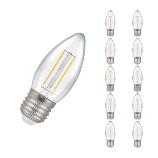 Crompton Candle LED Light Bulb E27 2.2W (25W Eqv) Cool White 10-Pack Filament Clear