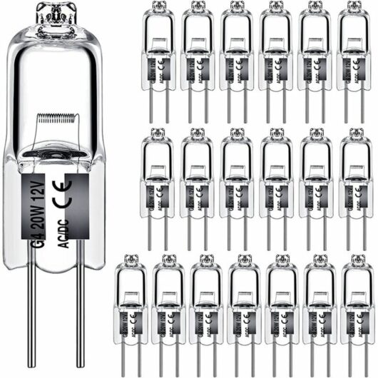 G4 Halogen Bulbs 20W 12V 2 Pin Type Base Replacement for Landscape Under Cabinet Puck Light Track Lighting Dimmable (10Pack)