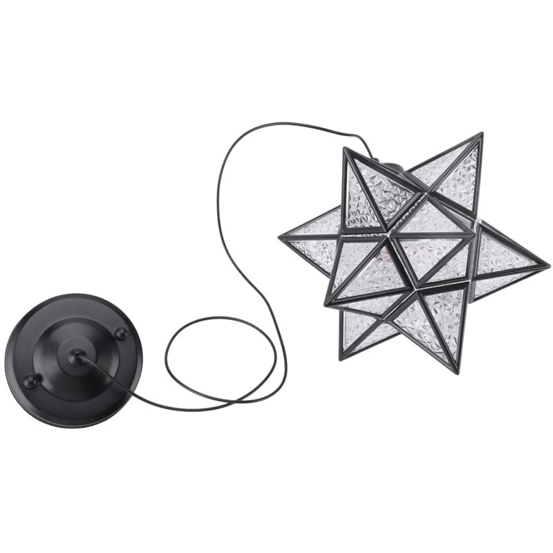 Groofoo - Pendant Light 3 Color Temp led E26 Bulb Decorative Clear Lampshade Ceiling Hanging Lamp for Living Room Bedroom Hallway Black