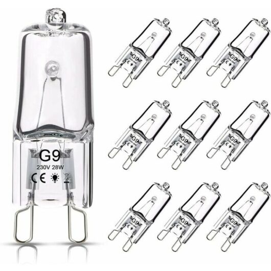 Halogen Lamps, G9 Halogen Bulb, 28W 230V, 370LM 2800K Dimmable Warm White, Clear Capsule Lamp for Chandeliers, Cabinet Lights, Landscape Lights, Wall