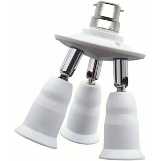 Light Socket Splitter 3 in 1 360 Degree Adjustable 180 Degree Bendable E27 Light Bulb Socket Holder