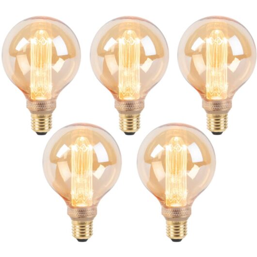 Luedd - Set of 5 led Bulbs G95 E27 5W 1800K Amber 3-Step Dimmable