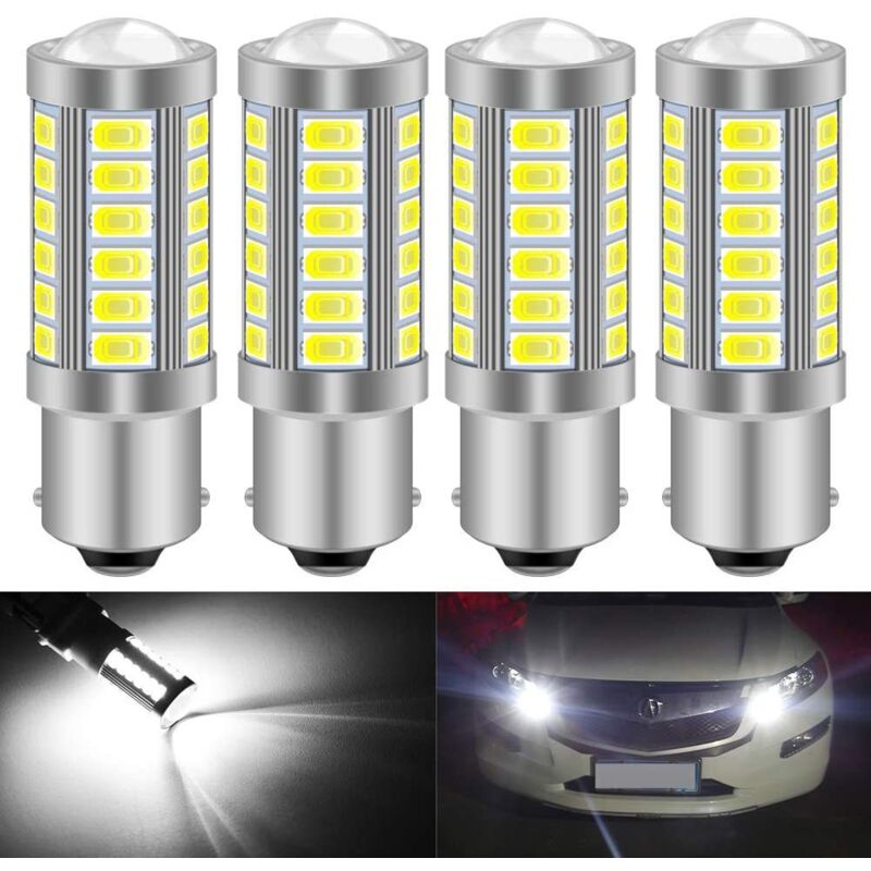 Memkey - White 1156 BA15S P21W 5630 33SMD Turn Signal led Bulbs 900LM Super Bright Reverse Light Rear Brake Light Fog Light Position Tail Light