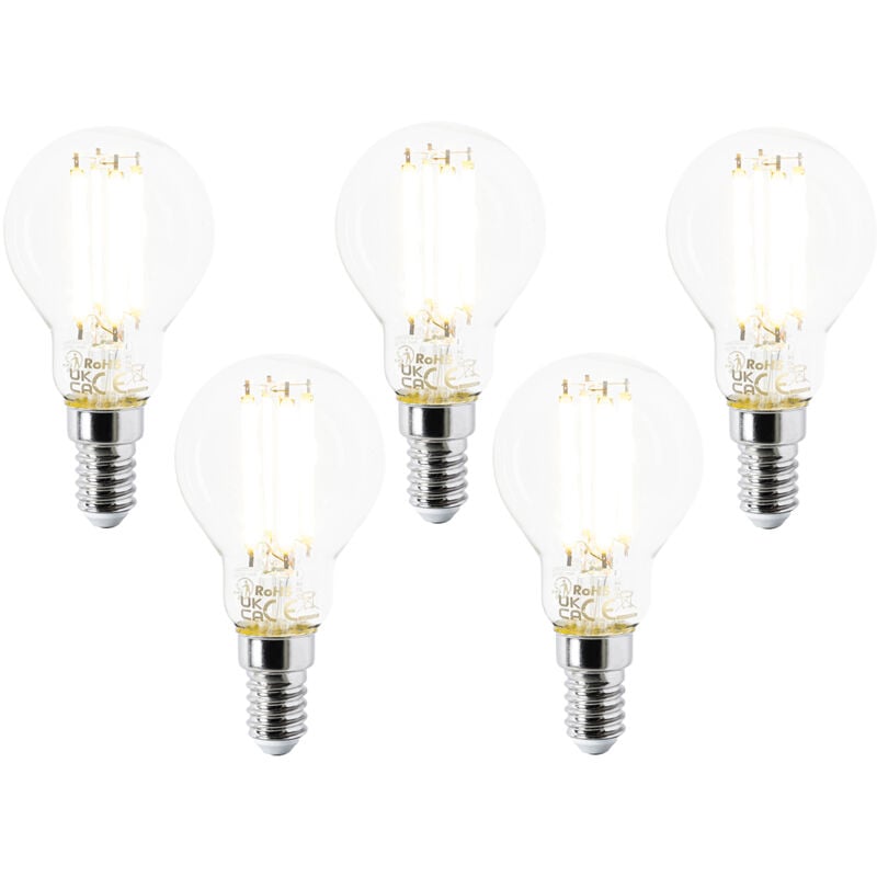 Set of 5 E14 led Bulbs P45 Clear 2.2W 470lm 2700K