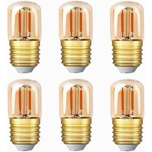 Tubular led Bulb , 1W T28 Edison led Bulb E27 Screw Base 2200K Super Warm White Light Bulb (Amber Glass) 6 Pack
