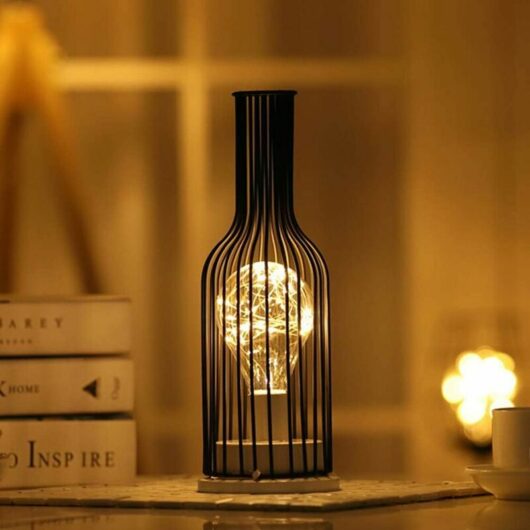 Vintage Battery Operated Metal Table Lamp with led Bulb for Wedding, Party, Patio, Indoor and Outdoor Events (c)