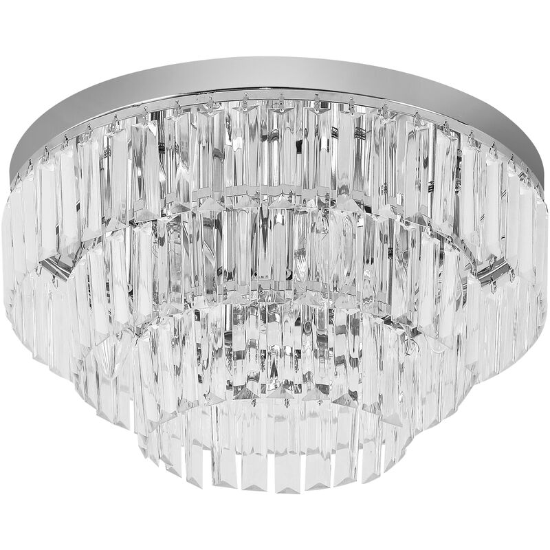 Homcom - Crystal Chandelier Flush Mount Ceilings Lighting Fixture for Living Room