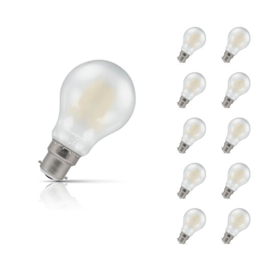 10-Pack Crompton GLS LED Light Bulbs B22 10.5W (100W Eqv) Warm White Pearl Filament Bayonet Frosted