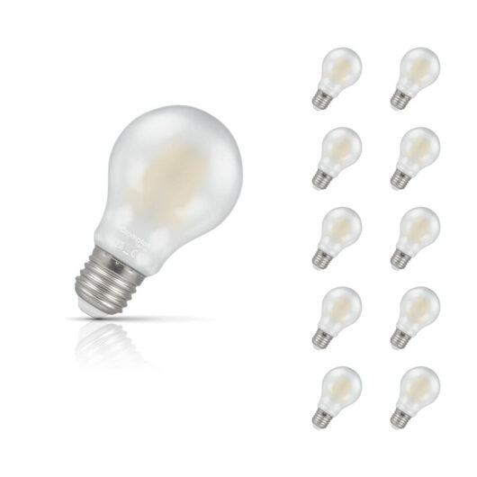 10-Pack Crompton GLS LED Light Bulbs E27 8.5W (75W Eqv) Warm White Pearl Filament Screw Frosted
