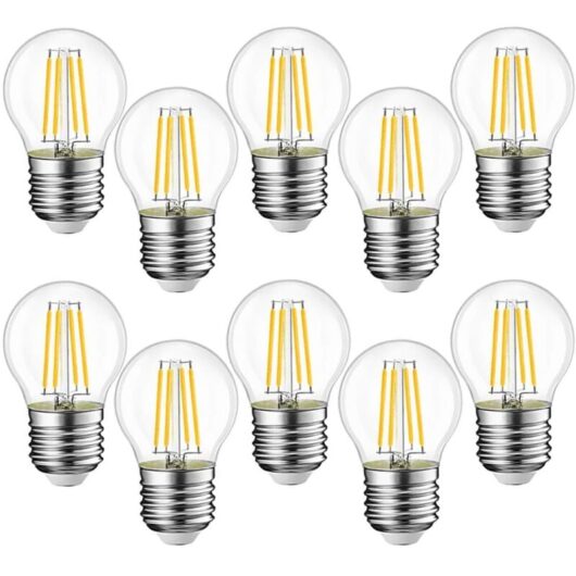 10pcs E27 G45 LED Bulbs 4W Equivalent to 40W, E27 Retro LED Bulbs, 3000K Warm White Clear Glass, 10pcs