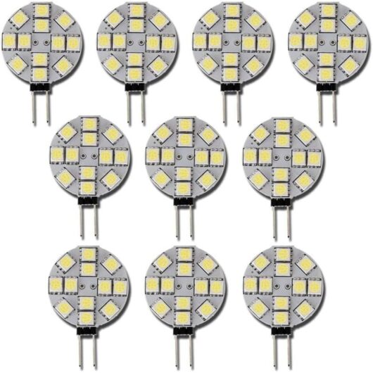 10pcs G4 LED Bulbs DC 12V Non-Dimmable, 6000K White Light, 20W Halogen Lamp Replacement for Kitchen, Camper, Caravan, Boat
