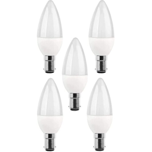 5 Pack 5W B15 LED Bulbs, 25W Incandescent Equivalent, 270lm, 3000K Daylight, C35 SBC B15 Small Bayonet Cap [Energy Class A+]