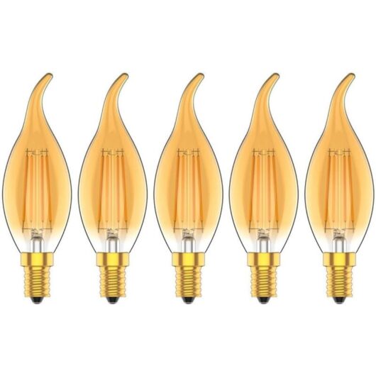 5 Pack Dimmable 4W E14 LED Vintage Filament Light Bulbs Warm White 2700K, Equivalent to 30W Incandescent Bulbs, 300LM, AC 220V