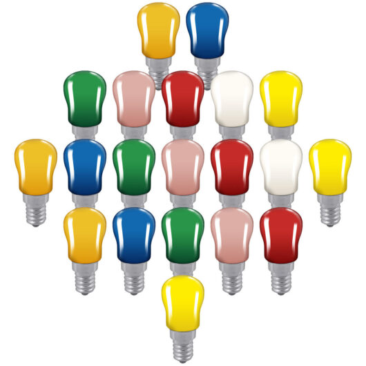 Crompton Lamps 15W Festoon Pygmy Light Bulbs E14 Dimmable Mixed Sign Small Screw Coloured (20 Pack)