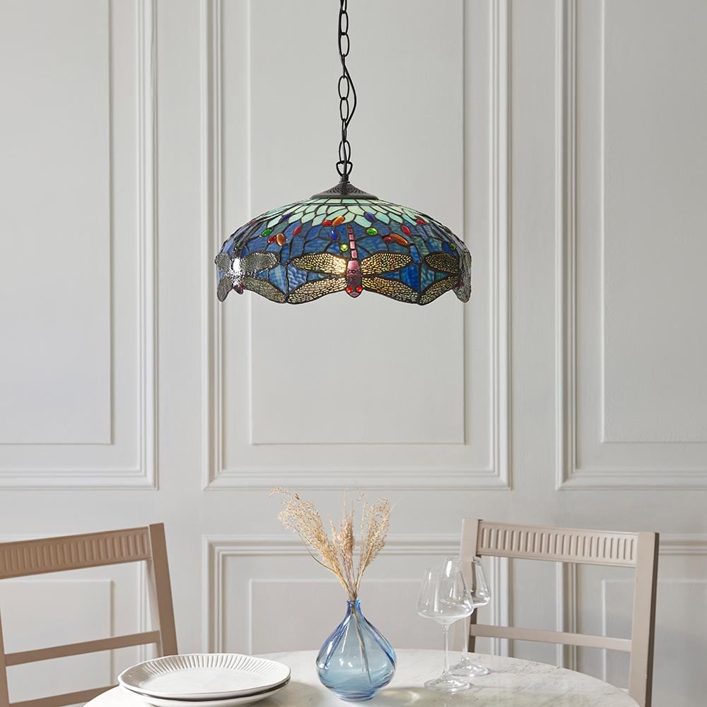 Dearborn Tiffany Glass 3 Pendant Light In Multicolour