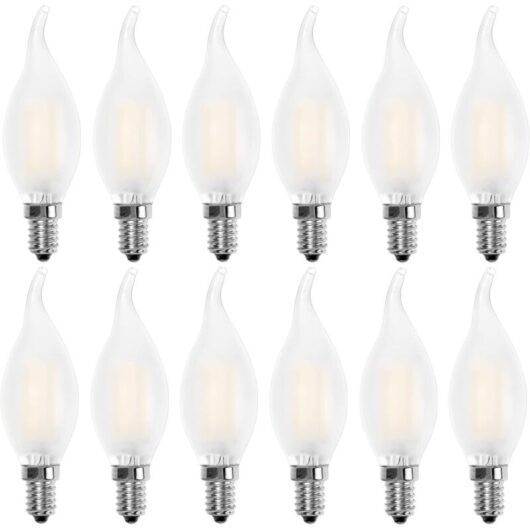 E14 LED Candle Bulb, Warm White 2700K, 40W Equivalent, 400lm, 12-Pack