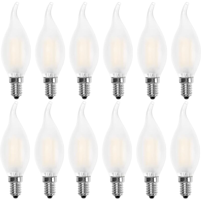 E14 LED Candle Bulb, Warm White 2700K, 40W Equivalent, 400lm, 12-Pack
