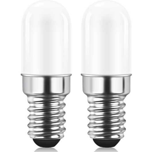 E14 LED Fridge Light Bulb, 2W Equivalent to 15W, Warm White 3000K, Refrigerator Light Bulb, Salt Lamp, Sewing Machine, Non-Dimmable, 2-Pack