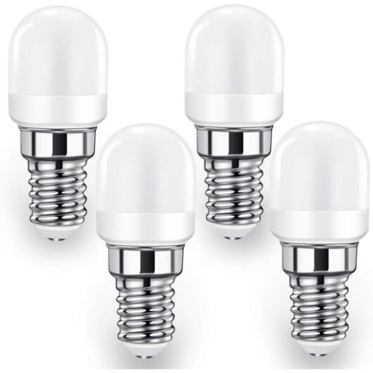 E14 LED Fridge Light Bulb, 2W SES Lamp (20W-25W Equivalent), 140lm, Cool White-6000K, 4-Pack