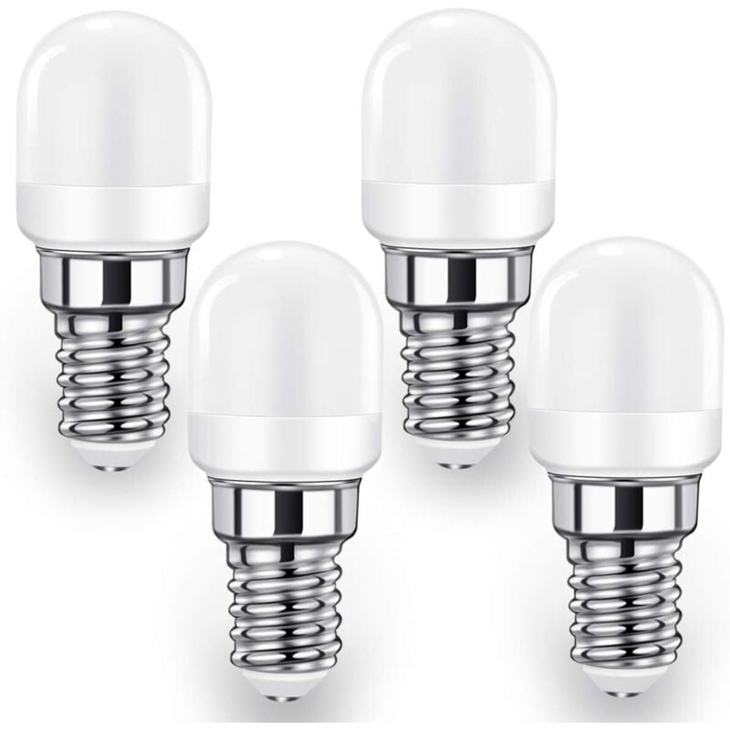 E14 LED Fridge Light Bulb, 2W SES Lamp (20W-25W Equivalent), 140lm, Cool White-6000K, 4-Pack