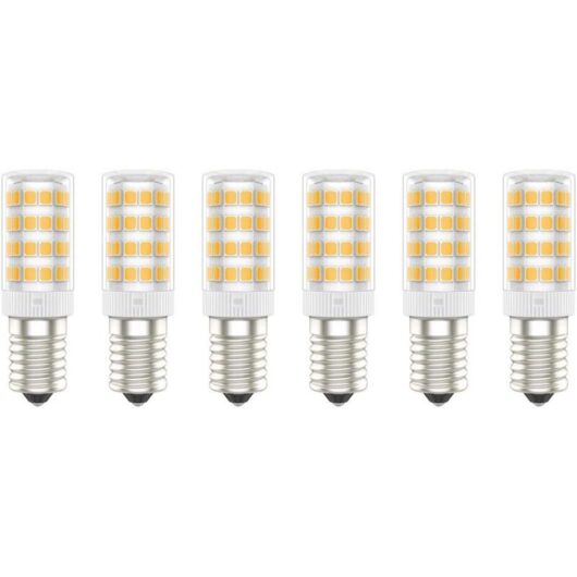 E14 LED Light Bulbs, 5W (50W Equivalent), Warm White (3000K), AC 220-240V, Flicker-Free, Non-Dimmable, 300 Lumens, CRI80, 6-Pack - (Warm White, 5W)