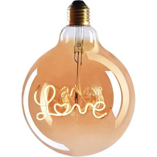 E27 Edison Tube LOVE LED bulb - E27 socket - dimmable LED bulb - 4 W, warm white, 230 V, EL27 - E27 vintage bulb / retro filament bulb