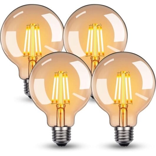 E27 LED Bulb, 4W G95 Amber Retro Light Bulb, 2700K Warm White, Decorative Edison Retro Bulb, Non-Dimmable, 4-Pack