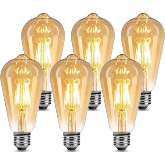 E27 LED Bulb - Warm White 2500K 470LM Bulbs - Equivalent to 4.8W 40W LED E27 ST64 Decorative Dimmable - Pack of 6 [Energy Class F]
