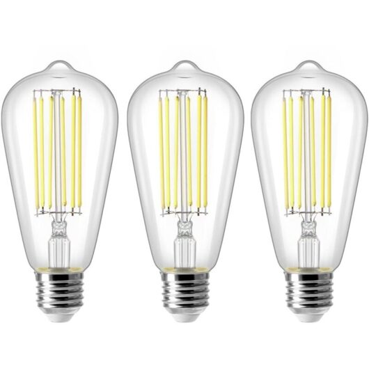 E27 ST64 8W LED Bulb, Vintage Edison Filament Light Bulb, 80W Equivalent, Cool White 6500K, 800LM, Retro Decorative Lamp, Non-Dimmable, 3-Pack