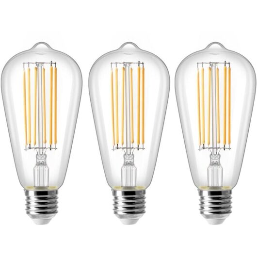 E27 ST64 8W LED Bulb, Vintage Edison Filament Light Bulb, 80W Equivalent, Warm White 2700K, 800LM, Retro Decorative Lamp, Non-Dimmable, 3-Pack