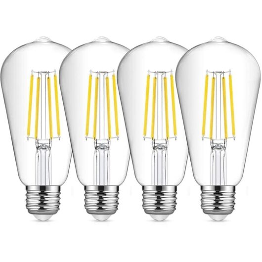 E27 ST64 LED Filament Bulb, 8W Cool White Vintage Light Bulb, 6500K, Vintage Edison Bulb, Retro Antique Lamp, Equivalent to 80W Incandescent Bulb, 4