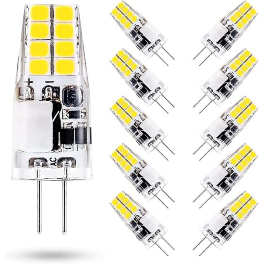 G4 3W LED Bulb, Cool White 6000K, Equivalent to 35W G4 Halogen Bulb, AC/DC 12V, 300 Lumens, Non-Dimmable, Pack of 10