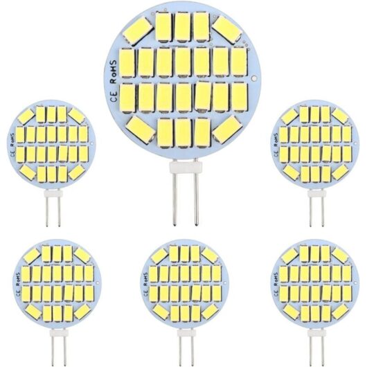 G4 LED 3W, AC12-24V, 300LM Cool White 6000K, 24x5730 SMD, Equivalent to 30W Halogen Bulb, Non-Dimmable, G4 Round LED Bulb for Cabinet Light,