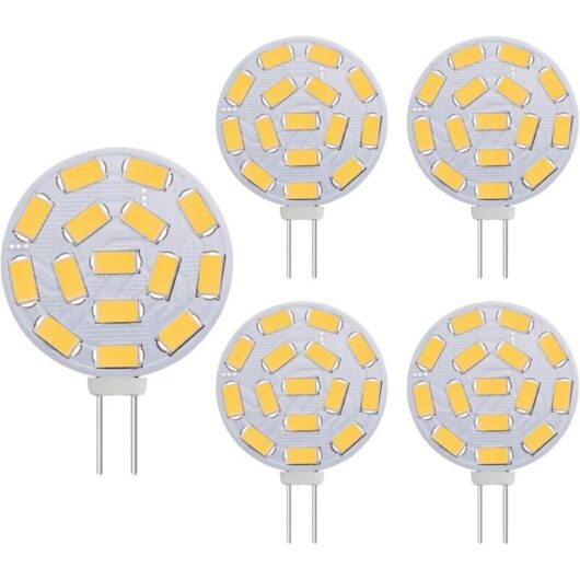 G4 LED Bulbs 2.5W, Equivalent to 20-25W Halogen Lamps, G4 Socket AC/DC 12V, 300LM, Recessed Lighting, Track Lighting, Warm White (3000K, 5 Pieces)
