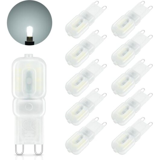 G9 LED Bulb, 3W Equivalent to 30W Halogen Lamp, Cool White 6000K, 300LM, Mini G9 LED Lamp Flicker-Free, Non-Dimmable, 360° Beam Angle for Bedroom,
