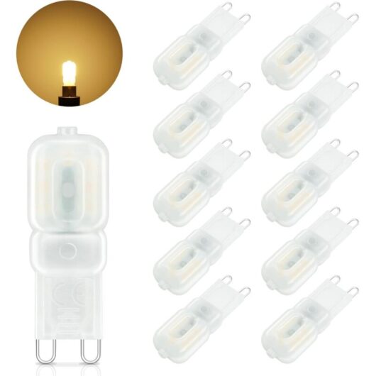 G9 LED Bulb, 3W Equivalent to 30W Halogen Lamp, Warm White 3000K, 500LM, Flicker-Free G9 LED, 360° Beam Angle for Bedroom, Living Room, Kitchen, 10