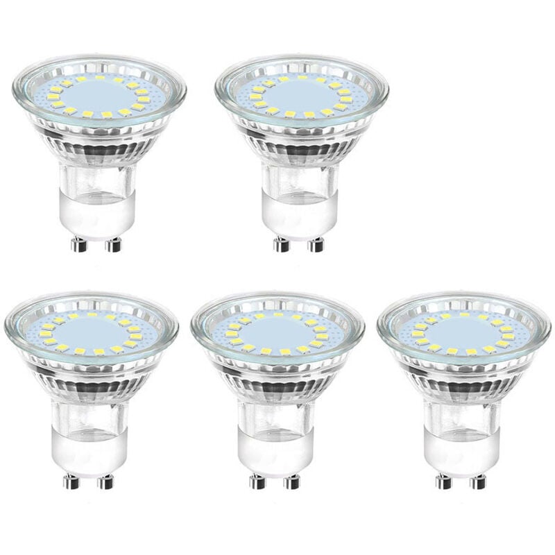GU10 LED Bulb, 6500K, 4W, 50W Halogen Equivalent, 450LM, GU10 LED Spot Light Bulb, Non-Dimmable, 230V, 110° Wide Beam Angle, 5-Pack