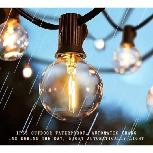 IP65 waterproof outdoor solar lights, 25 pieces shatter-proof G40 LED bulbs for replacement and 16.7 m long G40 LED string lights, 0.05 W bulbs