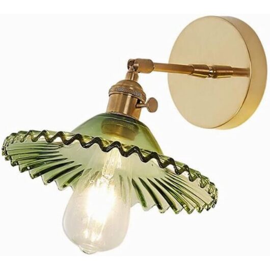Industrial E27 Wall Light, Pendant Light, Glass Shade, Light Bulb, Industrial Ceiling Light, Pendant Lights, Wall Sconces, Bedside Lamps (Green)