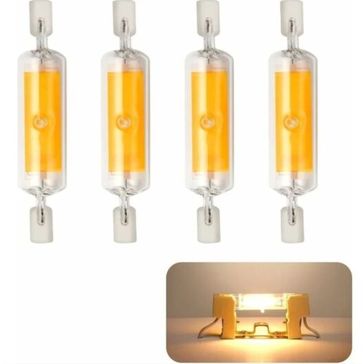 LED Light Bulb, 4 Pack, R7S LED, 78mm, Dimmable Light Bulbs, 10W, Warm White 3000K LED Bulb, 800lm COB LED Bulb, 360° Beam Angle, Equivalent to 80W