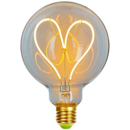 LED Light Bulbs Vintage Light Bulb 4W Antique Edison Bulb Dimmable LED Filament 220/240V G95 Heart Warm Light (Transparent)
