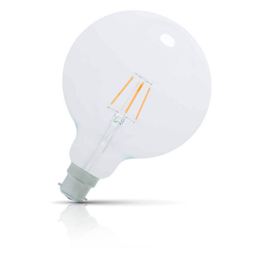 Opus Globe LED Light Bulb B22 5W (40W Eqv) Dim Extra Warm White Clear G125 Bayonet Filament Vintage Large