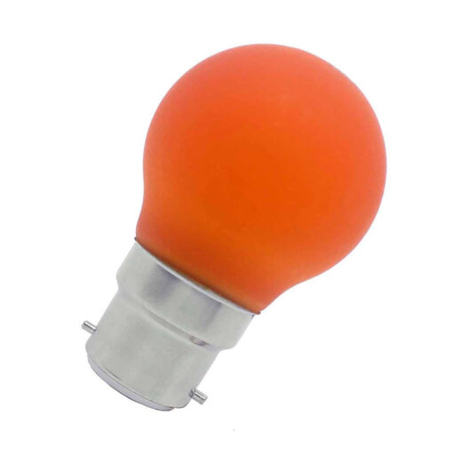Opus LED Golfball Light Bulb B22 4W Orange Round Bayonet Coloured in Frosted