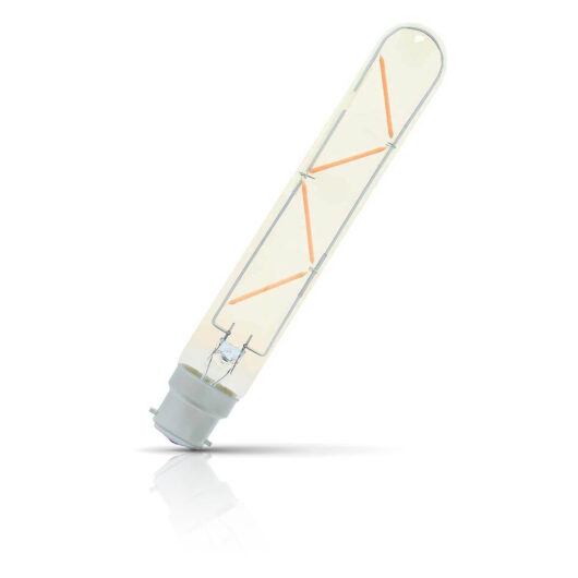 Opus Tubular LED Light Bulb B22 5W (60W Eqv) 185mm Dim Extra Warm White Gold T30 Bayonet Filament Vintage