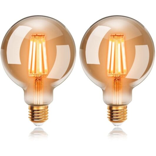 Pack 6W Vintage Edison LED G95 Light Bulbs, Warm White 2200K E27, Equivalent to 48W Incandescent Bulbs, Retro Antique Decorative Lamp