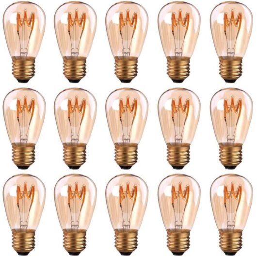Pack of 15 E27 ST45/S14 3W Vintage Style Spiral Filament LED Bulbs, Dimmable Amber Light, 2200K Super Warm White, 140lm, Equivalent to 25W