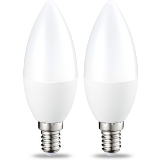 Pack of 2 Small E14 Edison Screw LED Flame Light Bulbs, 5W (equivalent to 40W), Warm White, Non-dimmable