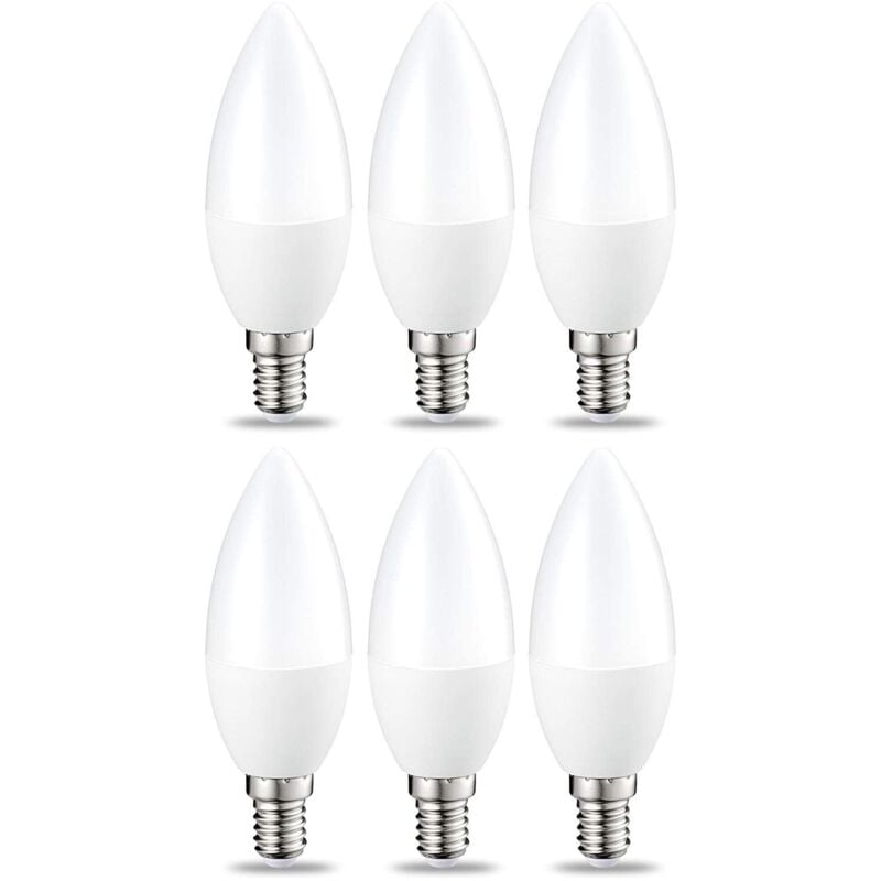 Pack of 6 Small LED Flame Light Bulbs with E14 Edison Screw, 5W (equivalent to 40W), Warm White, Non-dimmable
